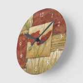 Floral Painting with Visible Brush Strokes Runde Wanduhr (Winkel)