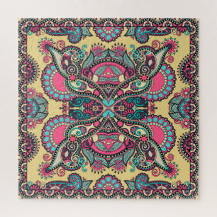 Floral Paisley Bandanna: Traditionelle Ornamentik Puzzle