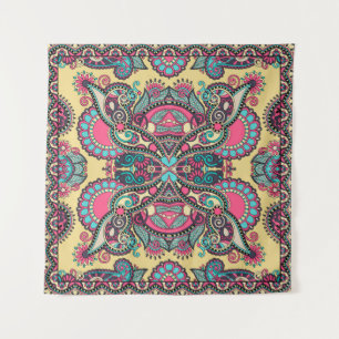 Floral Paisley Bandanna: Traditionelle Ornamentik Wandteppich