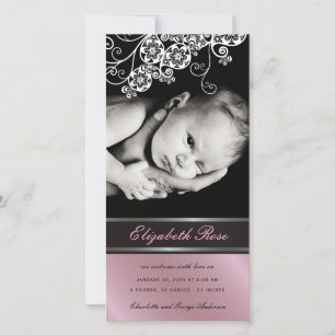 Floral Paisley Blume Baby Girl Birth Ankündigung