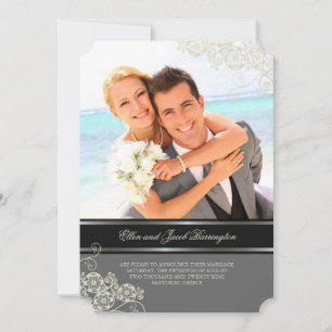 Floral Paisley Boho Vintag Chic Foto Hochzeit Einladung