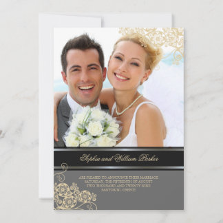 Floral Paisley Boho Vintag Chic Foto Hochzeit Einladung