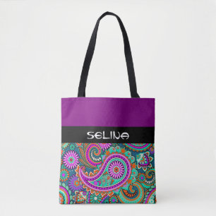 Floral Paisley nahtloses Muster II + Ihre Ideen Tasche