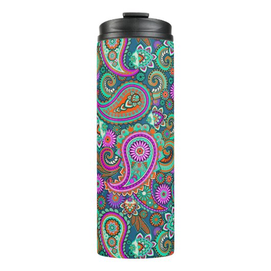Floral Paisley nahtloses Muster II + Ihre Ideen Thermosbecher (Vorderseite)
