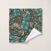 Floral Paisley Pattern - aquamarine und goldene Badhandtuch Set (Waschlappen)