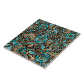 Floral Paisley Pattern - aquamarine und goldene Fliese (Seite)