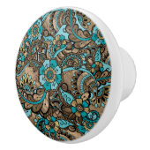 Floral Paisley Pattern - aquamarine und goldene Keramikknauf (Rechts)