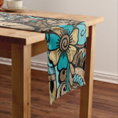 Floral Paisley Pattern - aquamarine und goldene Kurzer Tischläufer (Beispiel)