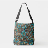 Floral Paisley Pattern - aquamarine und goldene