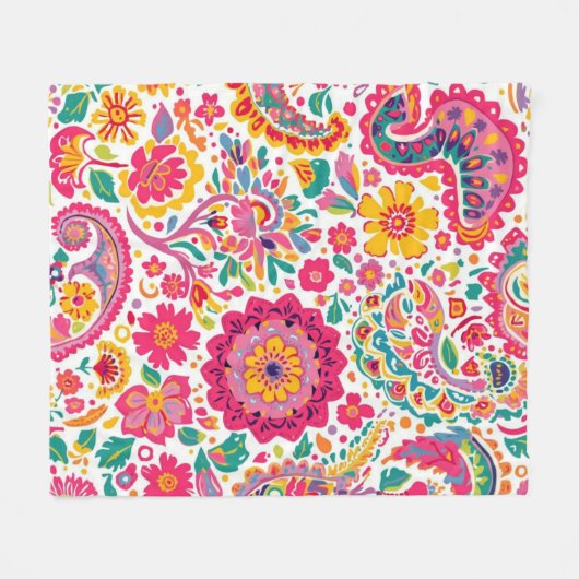 Floral Paisley Pattern Fleecedecke (Vorderseite (Horizontal))