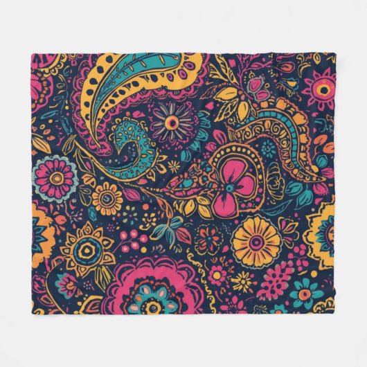 Floral Paisley Pattern Fleecedecke (Vorderseite (Horizontal))