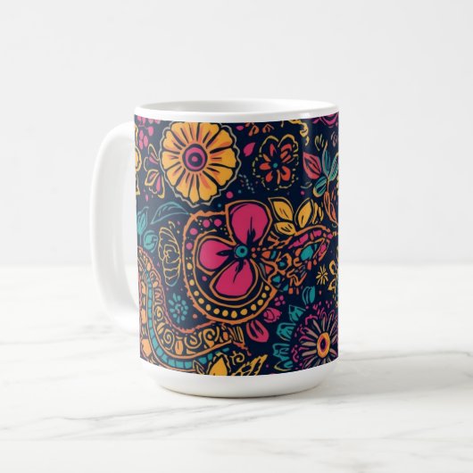 Floral Paisley Pattern Kaffeetasse (Vorderseite Links)