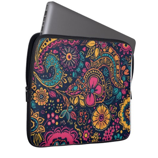 Floral Paisley Pattern Laptopschutzhülle (Vorne Rechts)
