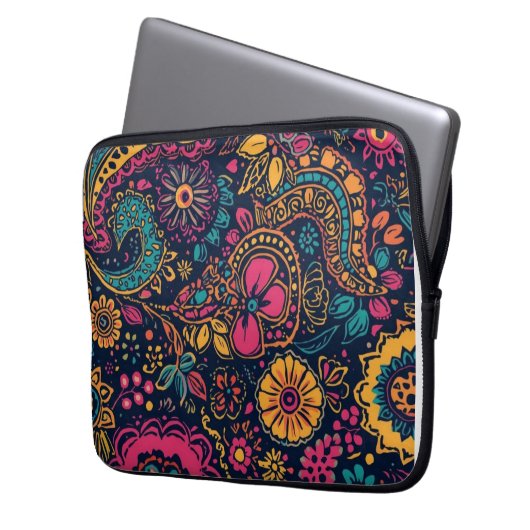 Floral Paisley Pattern Laptopschutzhülle (Vorderseite Links)