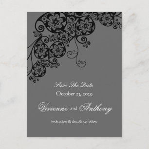 Floral Paisley Vintag Chic Save the Date elegant Ankündigungspostkarte