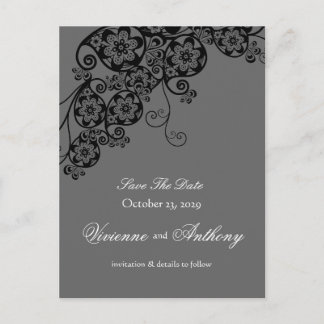 Floral Paisley Vintag Chic Save the Date elegant Ankündigungspostkarte