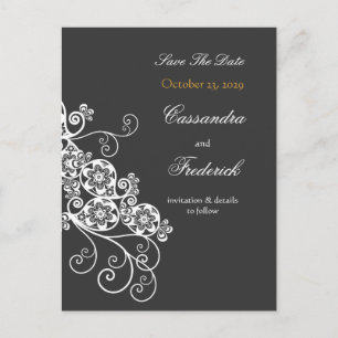 Floral Paisley Vintag Chic Save the Date elegant Ankündigungspostkarte
