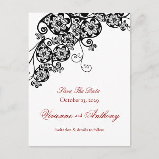 Floral Paisley Vintag Chic Save the Date elegant Ankündigungspostkarte