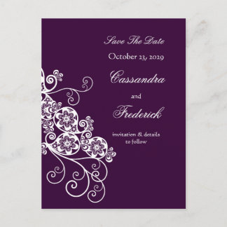 Floral Paisley Vintag Chic Save the Date elegant Ankündigungspostkarte