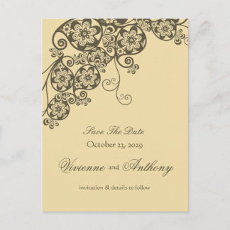 Floral Paisley Vintag Chic Save the Date elegant Ankündigungspostkarte
