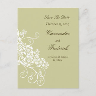Floral Paisley Vintag Chic Save the Date elegant Ankündigungspostkarte