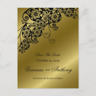 Floral Paisley Vintag Chic Save the Date elegant Ankündigungspostkarte