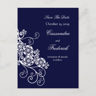 Floral Paisley Vintag Chic Save the Date elegant Ankündigungspostkarte