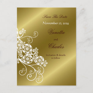 Floral Paisley Vintag Chic Save the Date elegant Ankündigungspostkarte