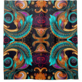 Floral Paisly Wirbel kühl farbig Duschvorhang (Vorderseite)