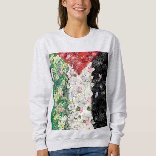 Floral Palestine Map - Free Palestine Map T - Shir Sweatshirt (Vorderseite)