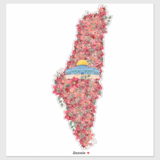 Floral Palestine map Kuppel Rock al Quads Geschenk Aufkleber (Blatt)