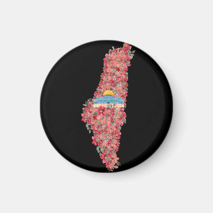 Floral Palestine map Kuppel Rock al Quads Geschenk Magnet