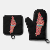 Floral Palestine map Kuppel Rock al Quads Geschenk Ofenhandschuh & Topflappen-Set (Vorderseite)