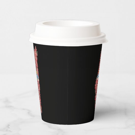 Floral Palestine map Kuppel Rock al Quads Geschenk Pappbecher (Rechts)