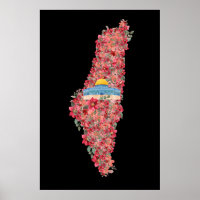 Floral Palestine map Kuppel Rock al Quads Geschenk