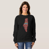 Floral Palestine map Kuppel Rock al Quads Geschenk Sweatshirt (Vorne ganz)