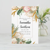 Floral Palm Leaf Einladung (Stehend Vorderseite)