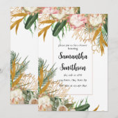 Floral Palm Leaf Einladung (Vorne/Hinten)
