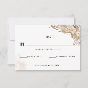 Floral Pampa Gras Hochzeitsantwortkarte RSVP Karte