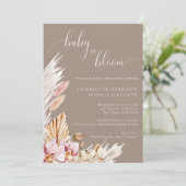 Floral Pampas Grass Baby in Bloom | Babydusche Einladung (Stehend Vorderseite)