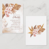 Floral Pampas Grass Boho Terracotta Kinderdusche Mitteilungskarte (Vorne/Hinten)