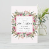 Floral Pampas Grass Einladung (Stehend Vorderseite)