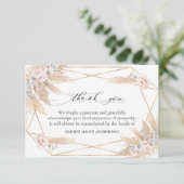 Floral Pampas Grass Feier zum Gedenken an das Lebe Dankeskarte (Stehend Vorderseite)