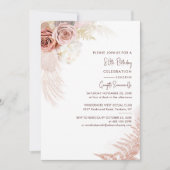 Floral Pampas Grass Terracotta 80. Geburtstag Einladung (Vorderseite)