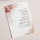 Floral Pampas Grass Terracotta 80. Geburtstag Einladung