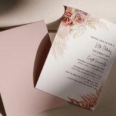 Floral Pampas Grass Terracotta 80. Geburtstag Einladung