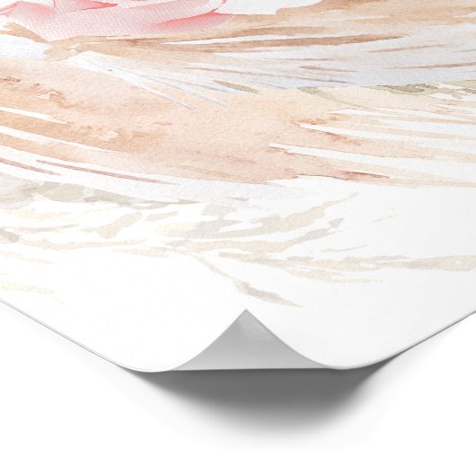 Floral Pampas Grass Tropical Wedding Willkommen Poster (Ecke)