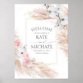 Floral Pampas Grass Tropical Wedding Willkommen Poster (Vorne)