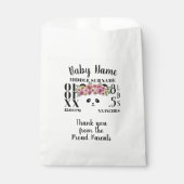Floral Panda Bear Girl Baby Birth Stats 50 Pack Geschenktütchen (Vorderseite)
