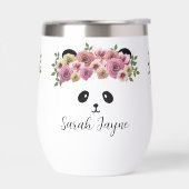Floral Panda Bear Girl Name Thermal Wine Tumbler (Links)